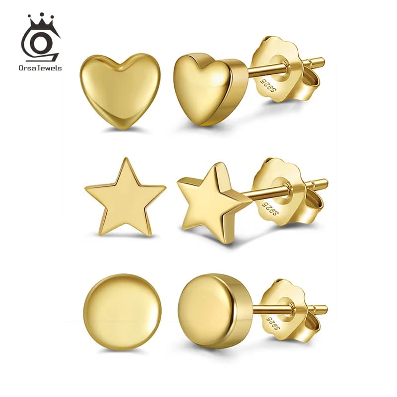 ORSA JEWELS orecchini a bottone in argento Sterling per donna orecchini a trago di cartilagine piccoli geometrici semplici ipoallergenici APE41