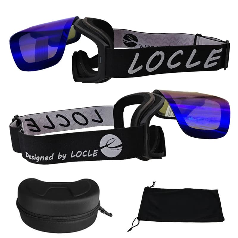 LOCLE Winter Professional Men Women Ski Goggles Set Magnetic Quick-Change Double Layers Anti-Fog Snowboard Goggles Adults