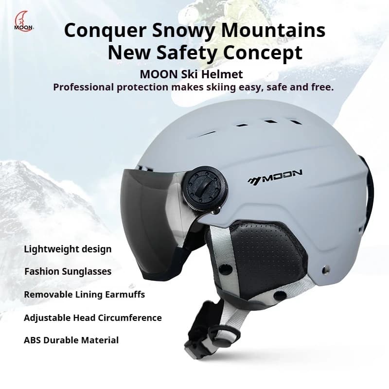 Casco da Sci e Snowboard Moon, Bestseller, ABS+EPS Integrato con Visiera, Leggero, per Adulti, Uomini e Donne