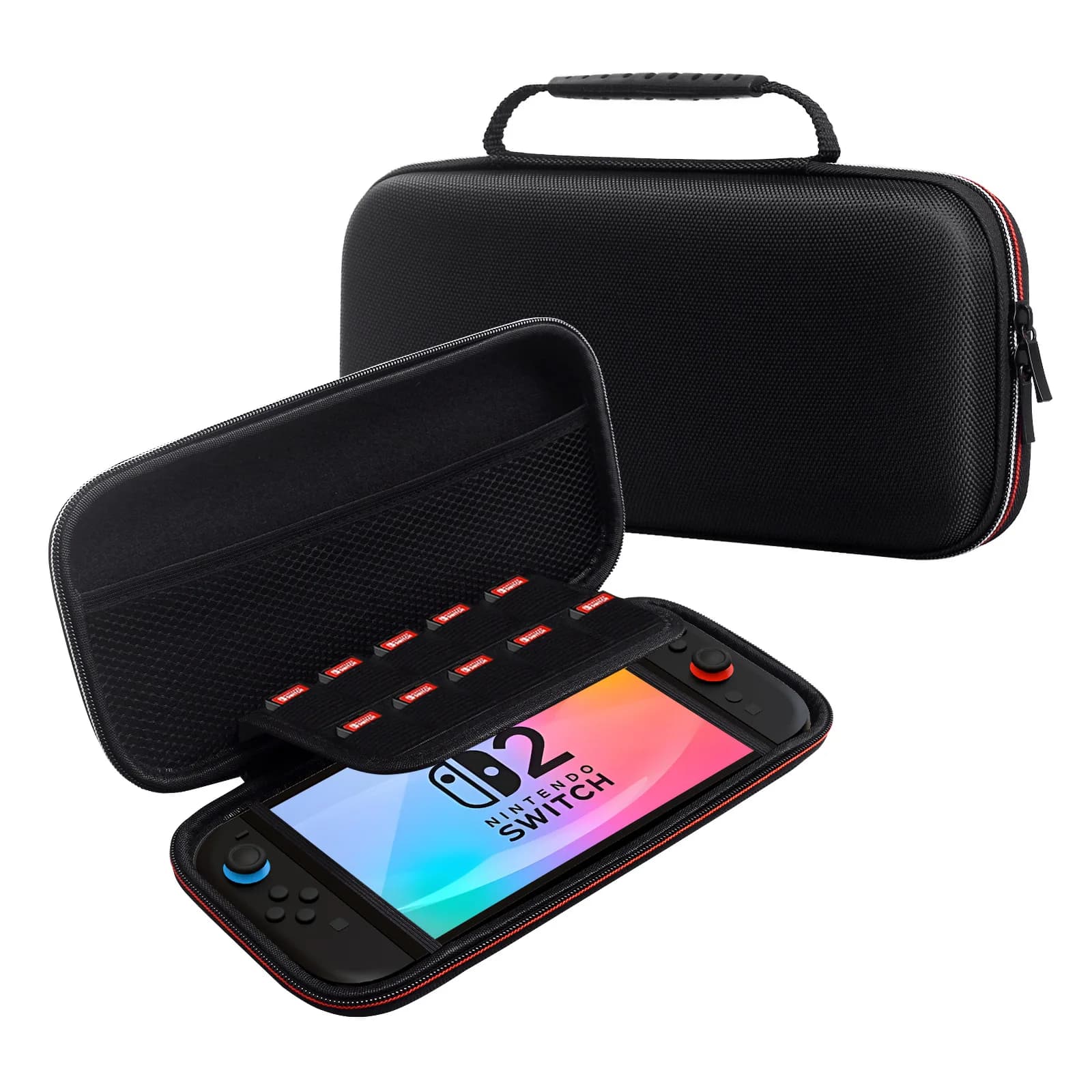 Custodia da trasporto portatile compatibile con Switch 2 - Scatola protettiva compatta con 12 slot per carte da gioco, borsa NS2 (2025).