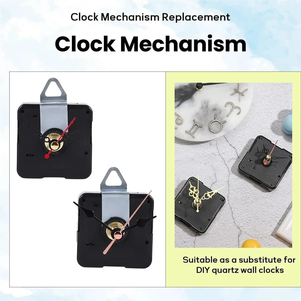 【In Offerta】Set di 5 Meccanismi per Orologio al Quarzo Silenzioso con 7 Diverse Coppie di Lancette di Ricambio per Orologio da Parete Fai-da-Te