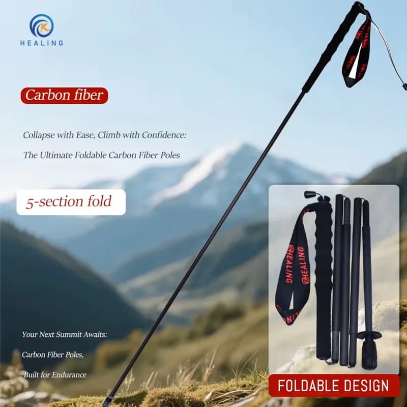 Bastoncini da Trekking in Fibra di Carbonio Ultra-Leggeri Pieghevoli da 110g – Bastoni da Escursionismo e Camminata