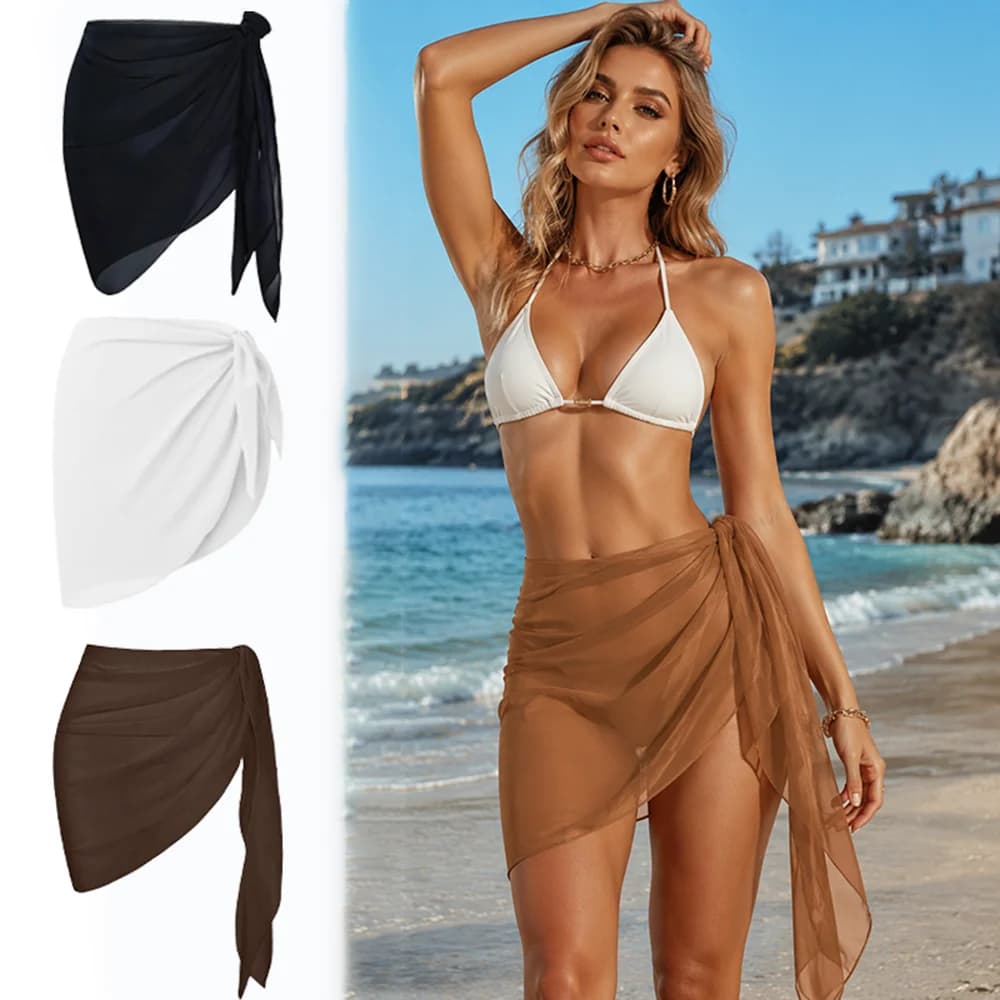 Gonna da Spiaggia Estiva per Vacanze, Gonna in Chiffon Leggera da Donna per Nuoto, Sciarpa da Spiaggia, Costume da Bagno con Cappuccio e Design a Bretelle, Sexy