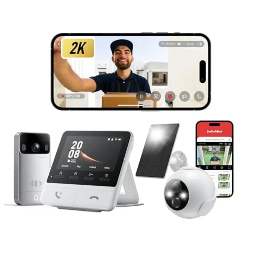 Videocitofono Wireless con Monitor per Esterni, 2K FHD, Corpo in Alluminio Nero, Visione Integrale, Nessun Abbonamento Richiesto