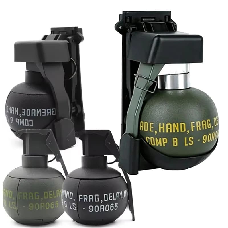 Granata Giocattolo Modello 5W con Anello di Attivazione e 1 Sacchetto di Munizioni, Giocattolo Tattico per Airsoft e Paintball, Divertente per Adulti, Giochi all'Aperto e CS