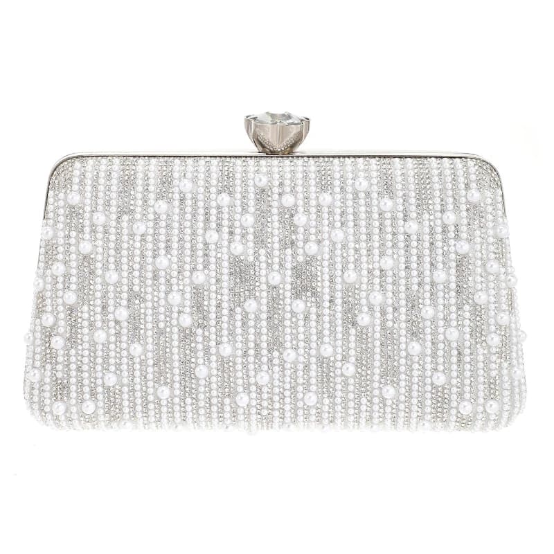 Borse da sera formali in argento da donna Design di lusso con diamanti a doppio lato Borsa con perle Pochette in oro chiaro Torebki Na Wesele Dla Kobiet