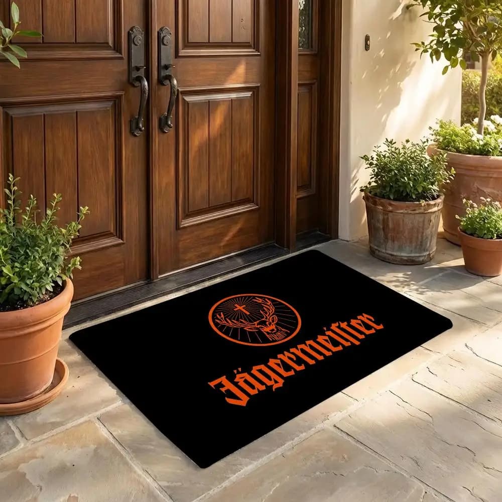 Fashion Drinks J-Jagermeister Tappetino in flanella per porta, antiscivolo, per camera da letto, soggiorno, decorazioni per la casa