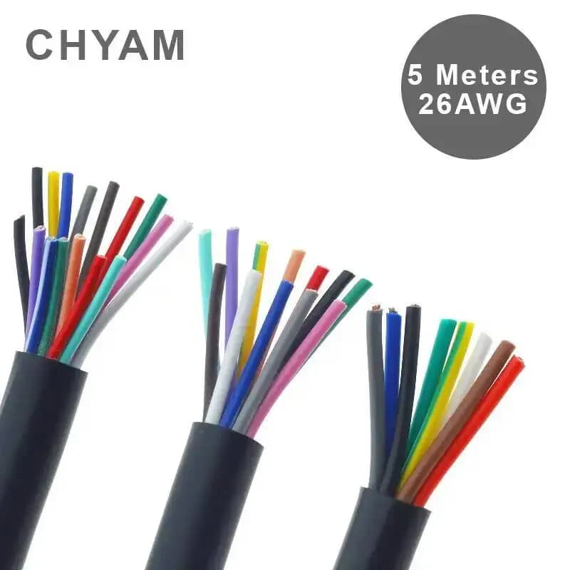 Cavo Nero 26AWG 0,12mm2 Filo di Rame 2/3/4/5/6/7/8/10/12/14/16/20 Perni Nucleo Linea di Segnale di Controllo RVV