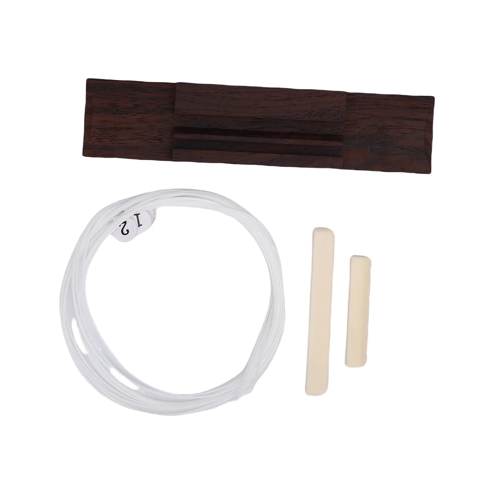 Set di Ricambio Ponte e Sella per Ukulele, Ponte in Palissandro, Corde in Nylon, Miglioramento del Suono, Facile Installazione per Riparazioni Fai-da-te, 4 Corde