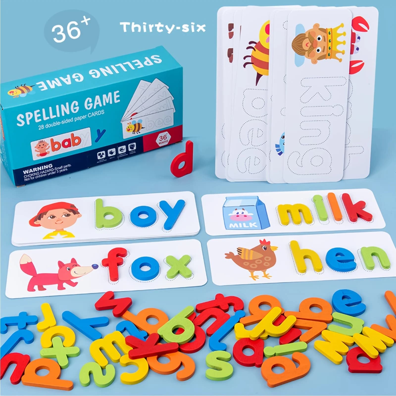 Alfabeto Montessori Ortografia Parola Giocattoli matematici in legno Insegnamento educativo per bambini Carte dell'alfabeto inglese Gioco di puzzle Giocattoli per l'apprendimento