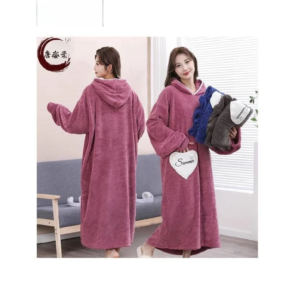 Women's Plus Size Bathrobe in Quick Drying Cotton, Long Sleeved, Super Absorbent, Comfortable For Home And Bathroom