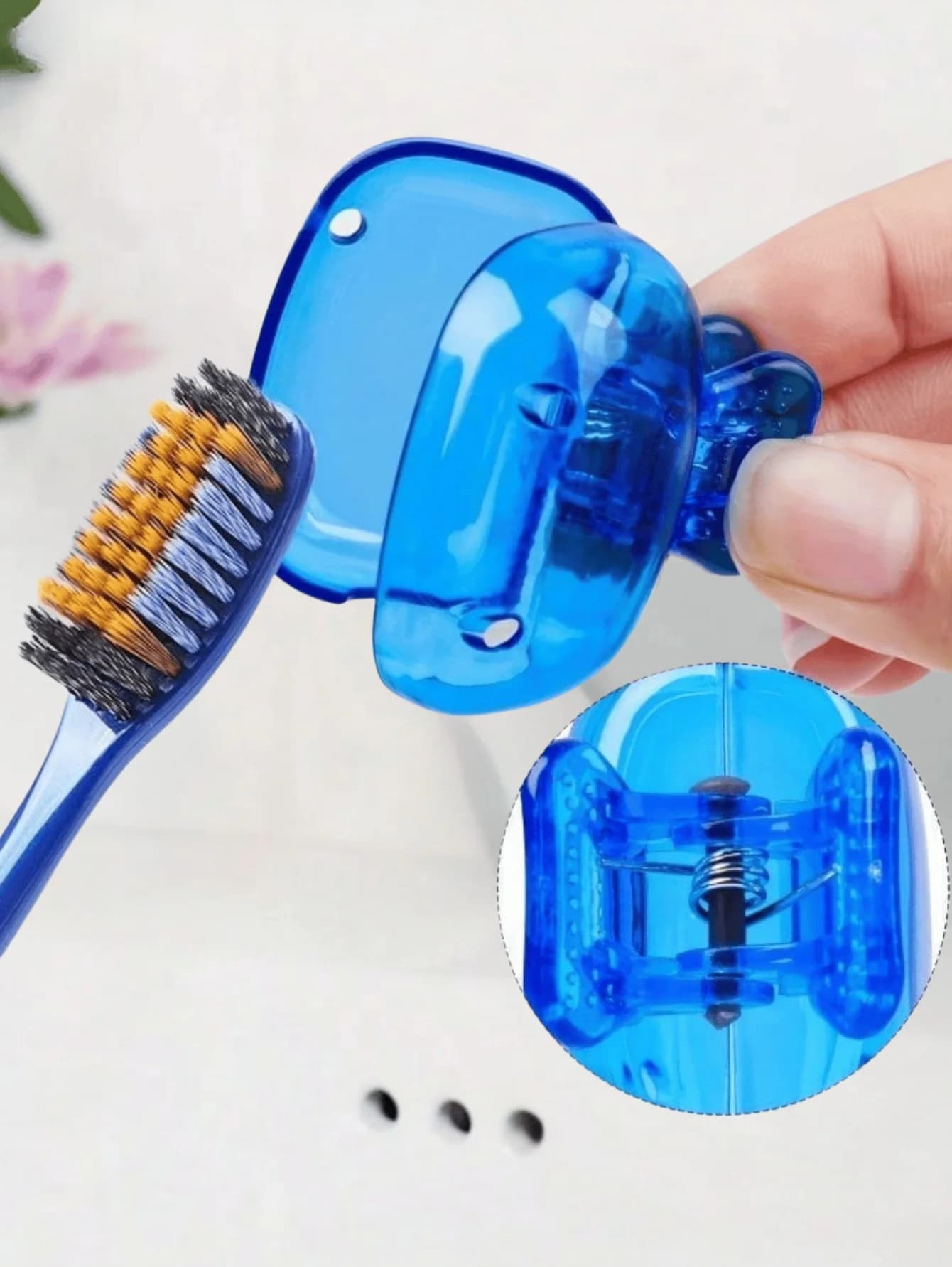 4 pcs portable toothbrush protector for travel - Dust and hygienic compact protective cap, suitable for electric toothbrush and manual B