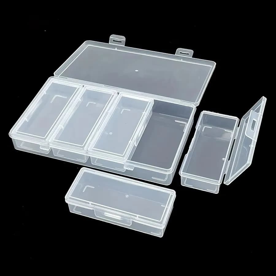 Transparent Plastic Organizer Box with 4 Adjustable Dividers - Container for Craft Materials and Sewing with Removable Parts