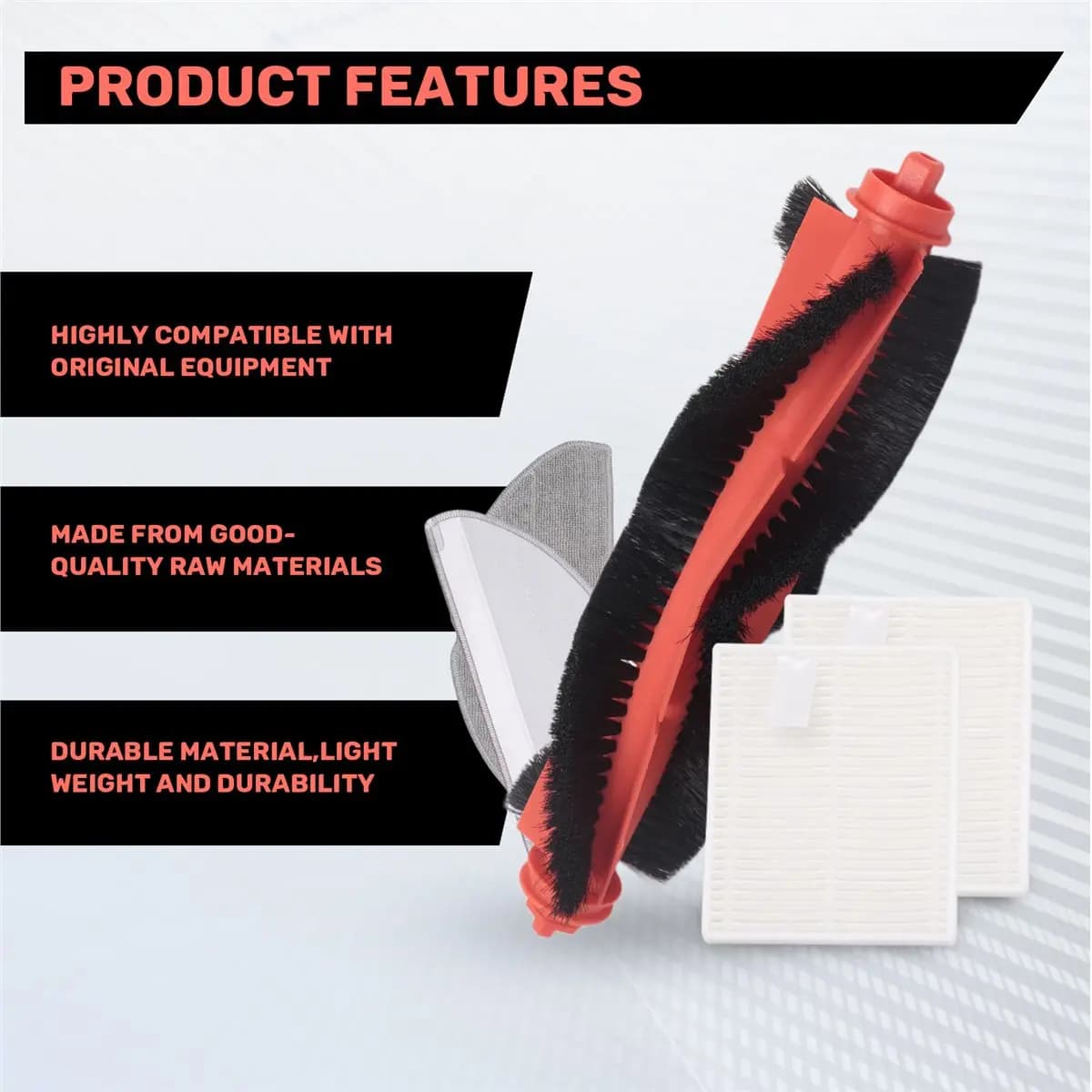 A60P 9 Pezzi Ricambi di Ricambio per Robot Aspirapolvere Xiaomi E10 E12 B112 Accessori per Aspirapolvere Spazzola Principale Spazzola Laterale Filtro Panno Lavapavimenti