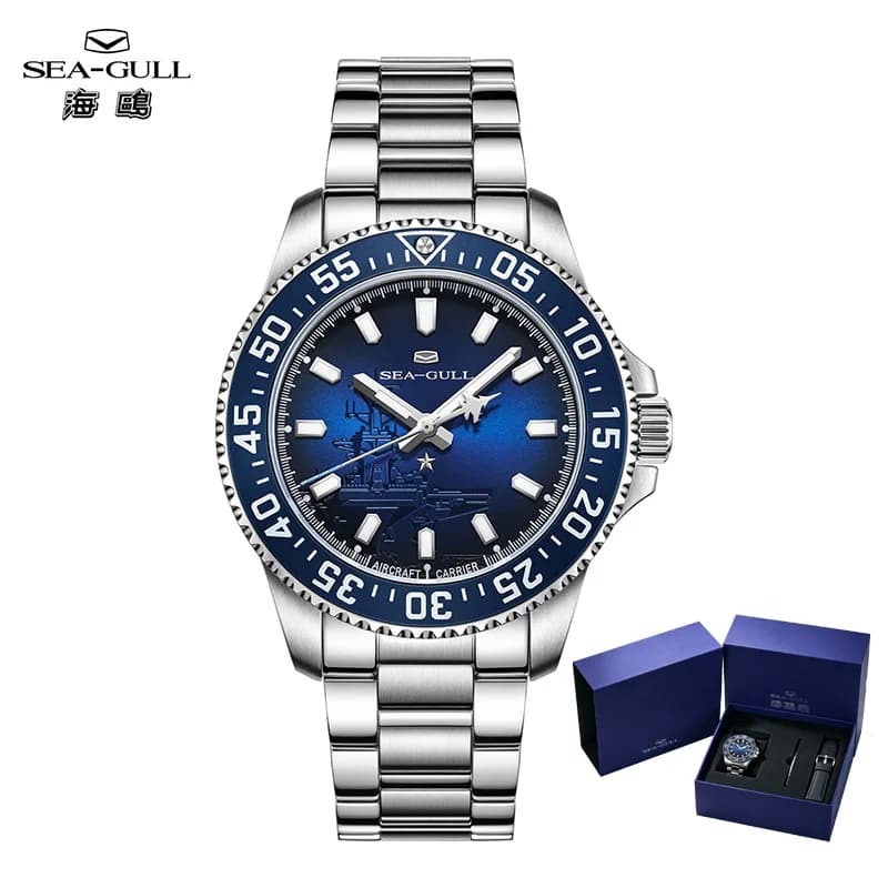 Orologio Subacqueo Seagull per Uomo, Orologio Meccanico Automatico Militare, Luminoso, Impermeabile 20Bar, Set Regalo, Modello 1083