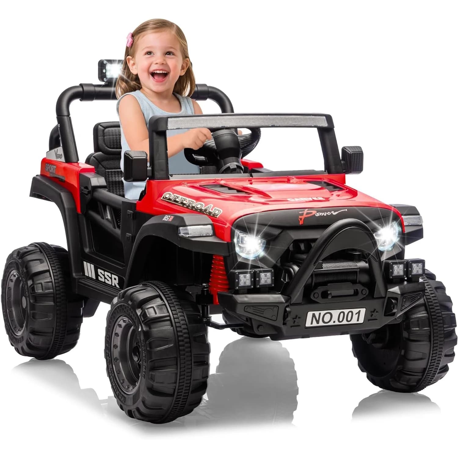 Auto Elettrica per Bambini 12V con Telecomando per Genitori, Veicolo Giocattolo con 3 Velocità, Sospensioni a Molla, Bluetooth, Luci LED