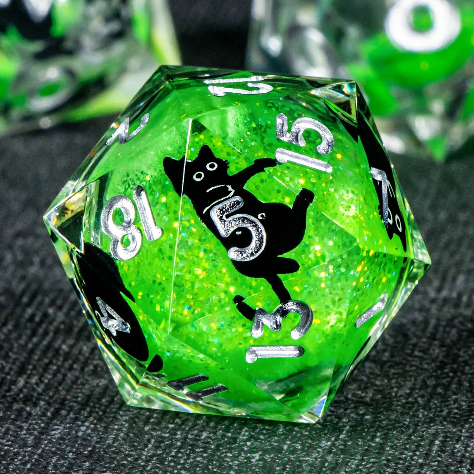 Cat Liquid Core DND Dice Set, Sharp Edged D&D Dice Set, Resin Polyhedral Dice Set for Dungeons and Dragons, Role Playing Game