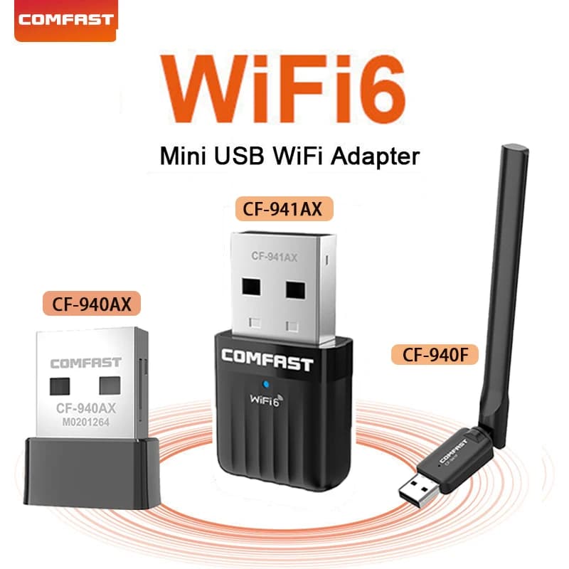 Comfast Mini WiFi6 Adattatore Wifi USB Scheda di rete 300/600Mbps USB2.0 WPA Wifi Dongle Unità gratuita Ricevitore WiFi per PC Win10/11