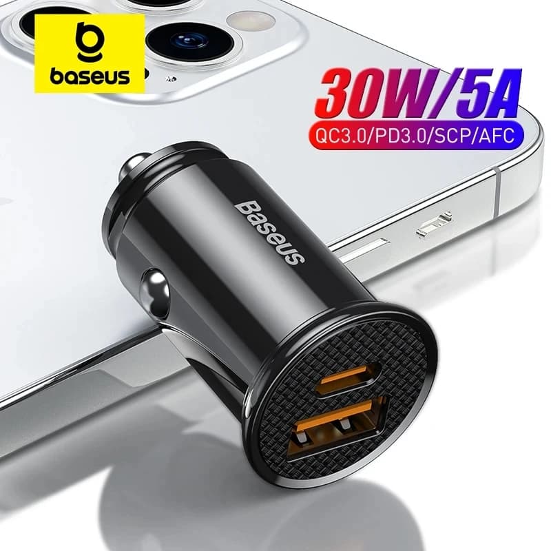 Baseus 30W USB Car Charger Quick Charge 4.0 3.0 FCP SCP USB PD for Xiaomi iPhone16 15 14 Pro Max fast charging car charger