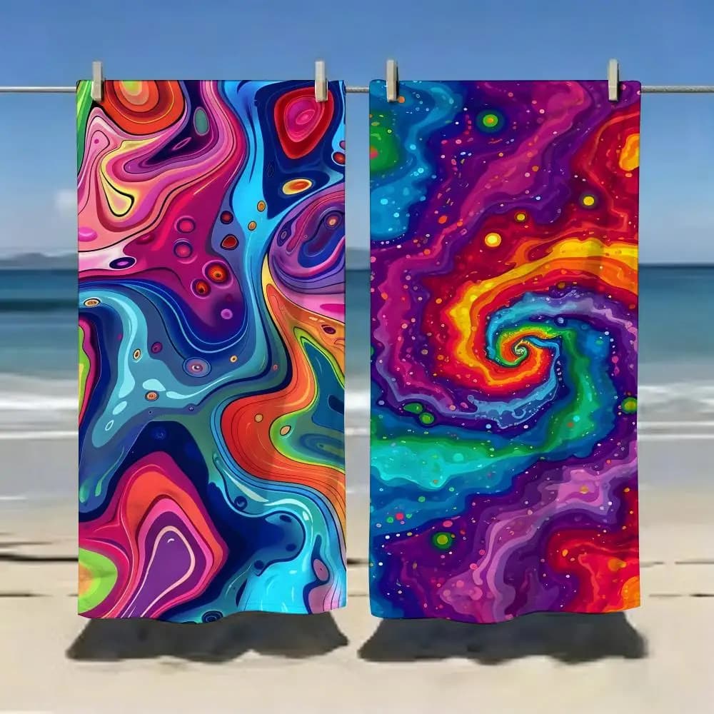Swirl Pop Y2K Pastel Bubble Pop Art Graphic Towel Microfiber soft Beach Towel for Travel Fitness Sauna Bathing Camping