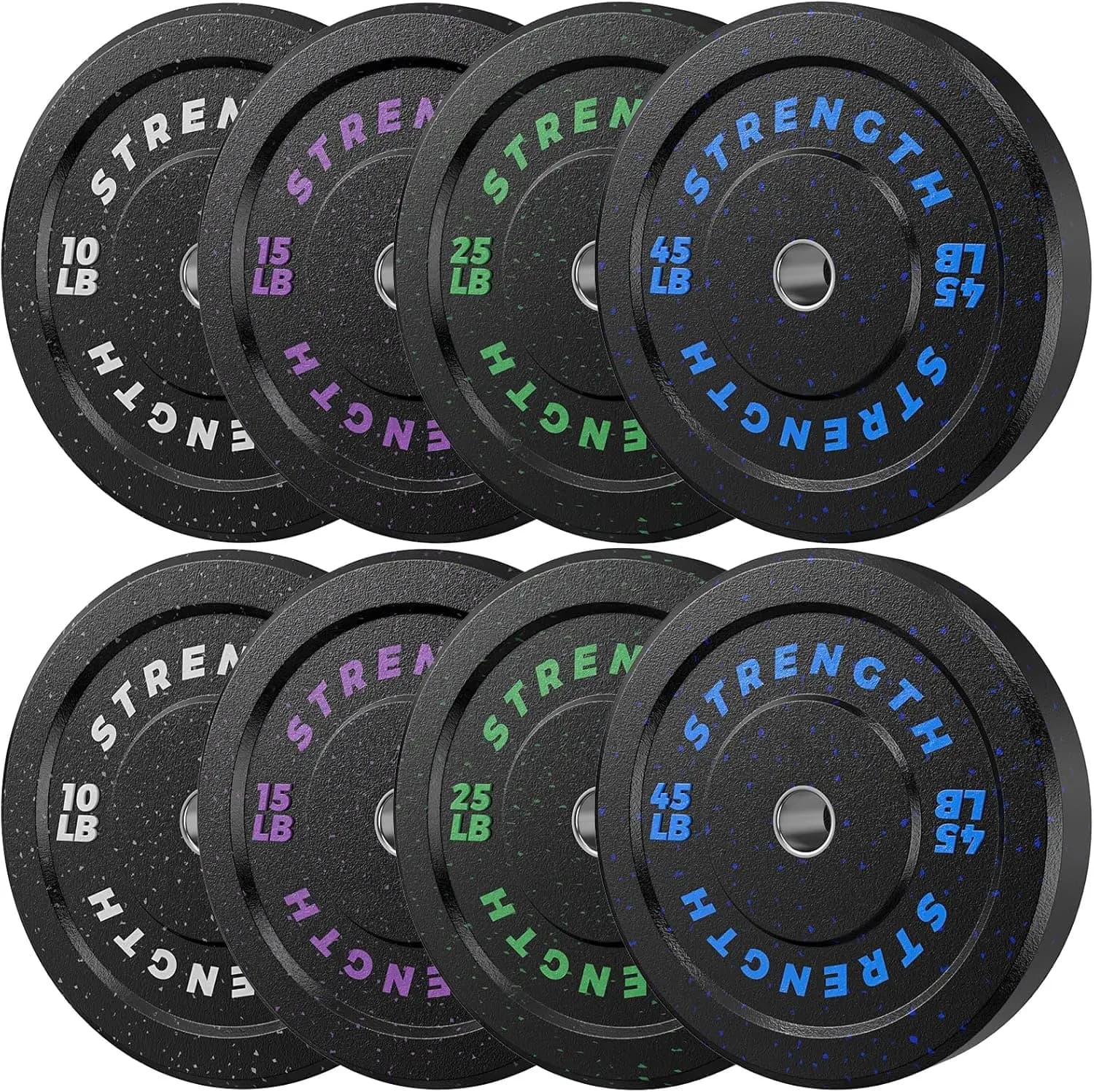 Piastre paraurti Pro-Grade 2 "190LB Set, piastre per pesi in gomma colorate ad alto rimbalzo, protezione del pavimento e riduzione del rumore