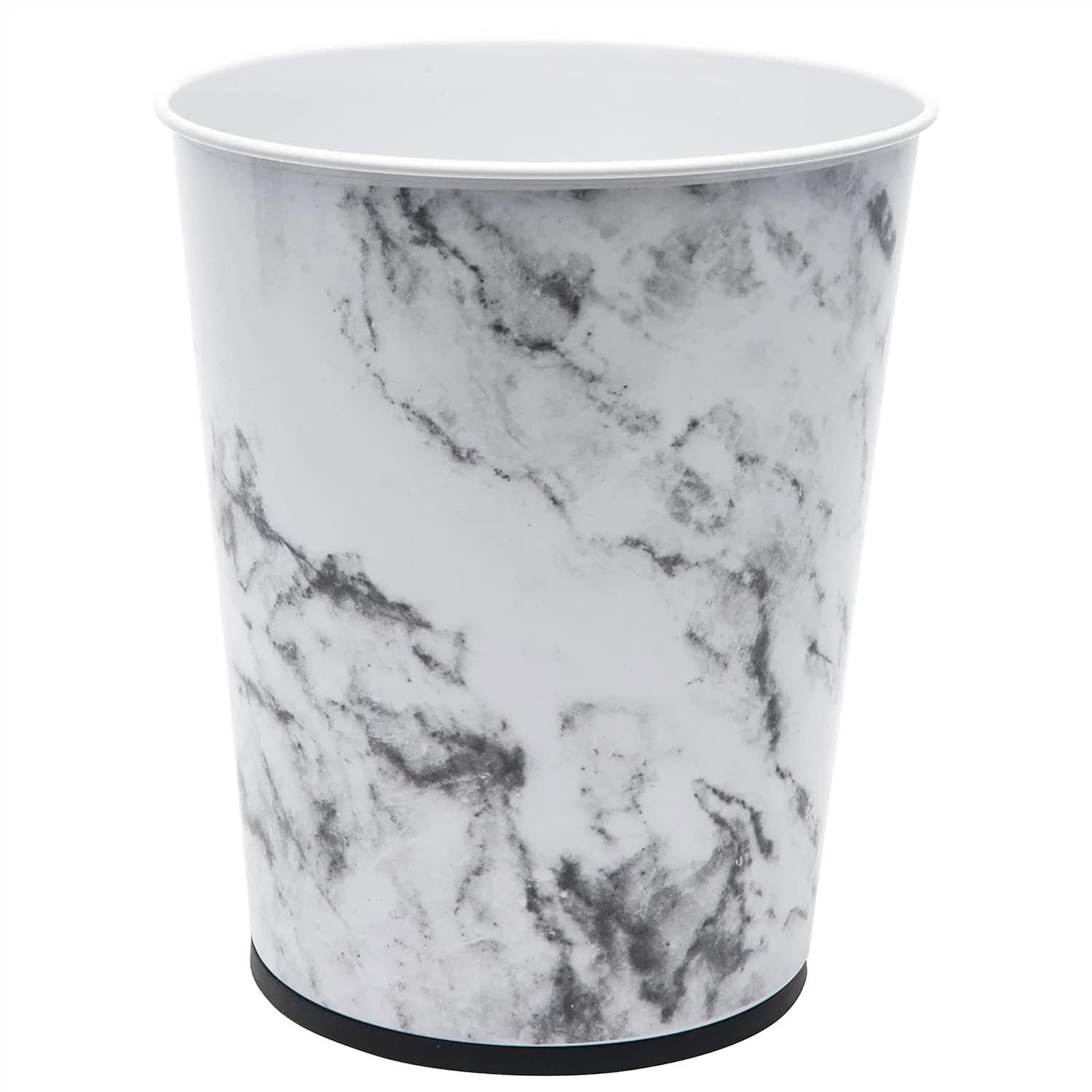 5 Liter Small Wastebasket Round Open Top Trash Can for Bathroom Bedroom Office Dorm with Marble Design