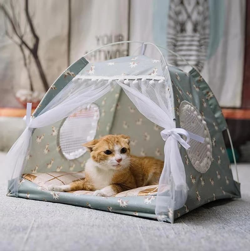 Tenda per animali domestici per gatti Cuccia per cani Letto Box Portatile Lavabile Teepee per cani Cuscino spesso Cucciolo Tappetino per cani Gabbia Escursione Cuccia per interni