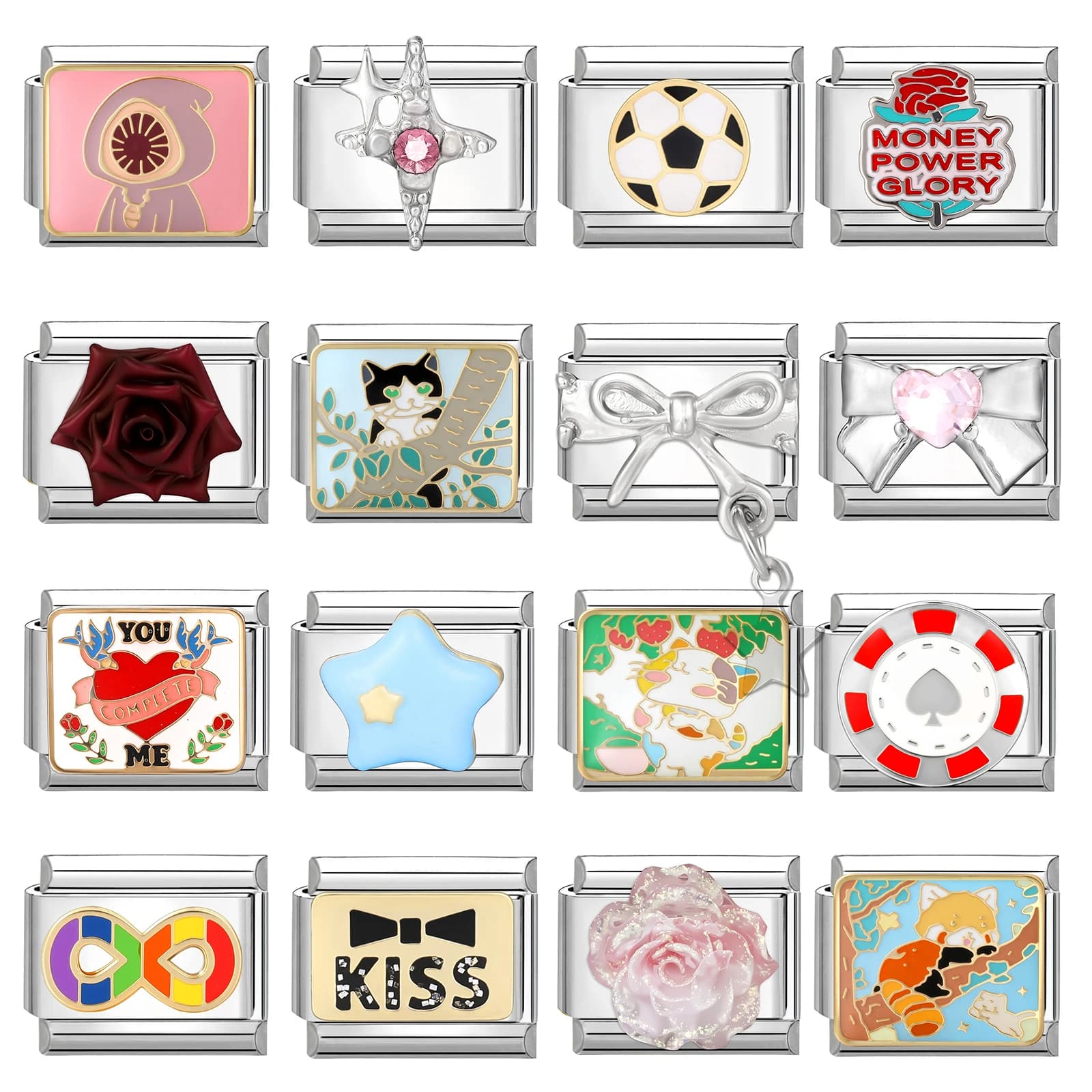 New Fashion Cartoon Animals Cat Rabbit Butterfly Italian Charm Link Fit 9MM Bracelet Stainless Steel Women Men DIY Making Gift