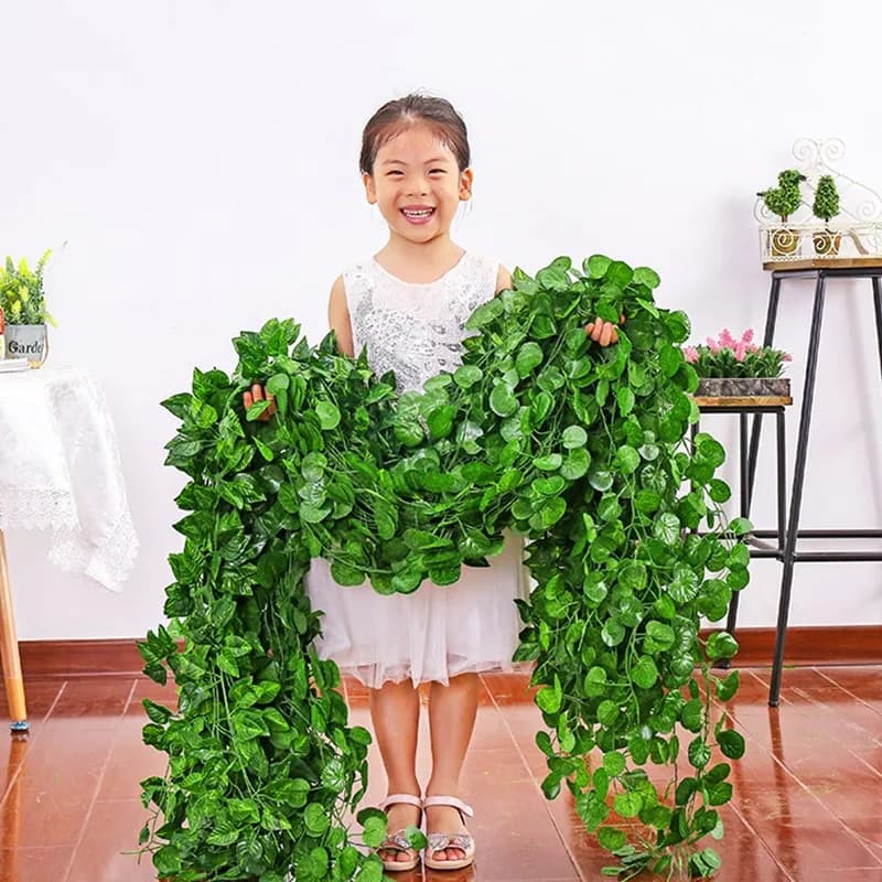 12 pieces artificial plant Parthenocissus Aamurensis green leaf grapes Lvy garland DIY wedding party house bar garden wall decoration