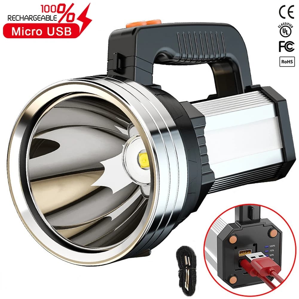 Torcia a LED da 100 W 1500 M Faretto portatile a lungo raggio USB ricaricabile XHP70 Faro Power Bank Torcia tattica da campeggio