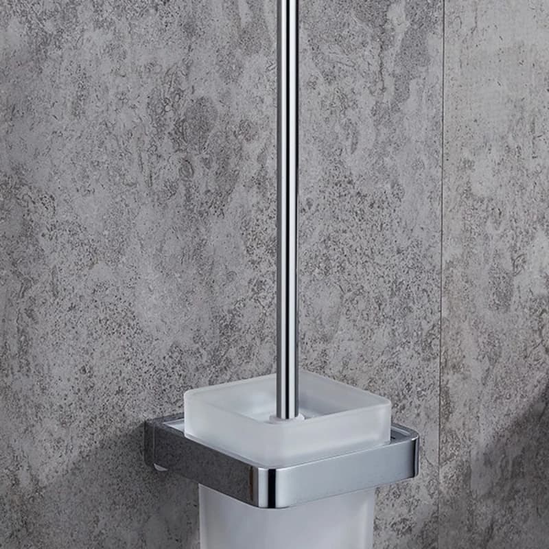 Spazzola per WC in acciaio inossidabile 304, spazzola per WC da appendere alla parete senza perforazione, spazzola con manico lungo