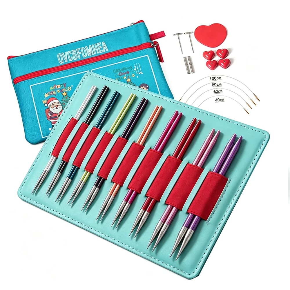 10 Pairs 2.75-6.0mm Circular Knitting Needle Set, Interchangeable Knitting Needle Set with Clear Size Markings for Hats Sweaters
