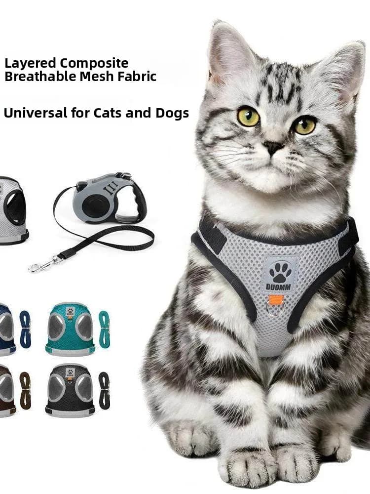 Double Layer Mesh Dog Chest Strap Reflective Pet Leash Dog Universal Adjustable Nylon Material Extendable Normal Size