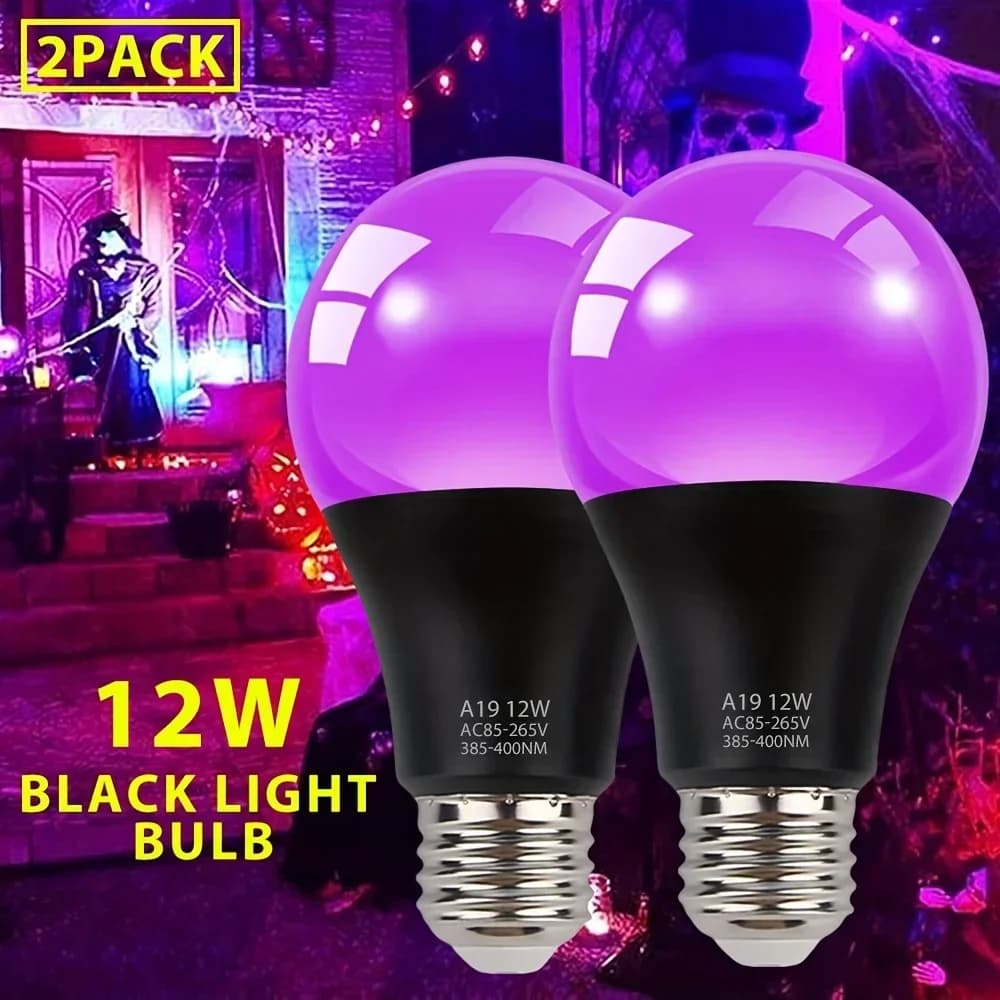 E26/27 12W Lampadina viola che si illumina al buio Forniture per feste Lampada per feste Barra a luce nera Decorazione fluorescente Lampadina per atmosfera UV