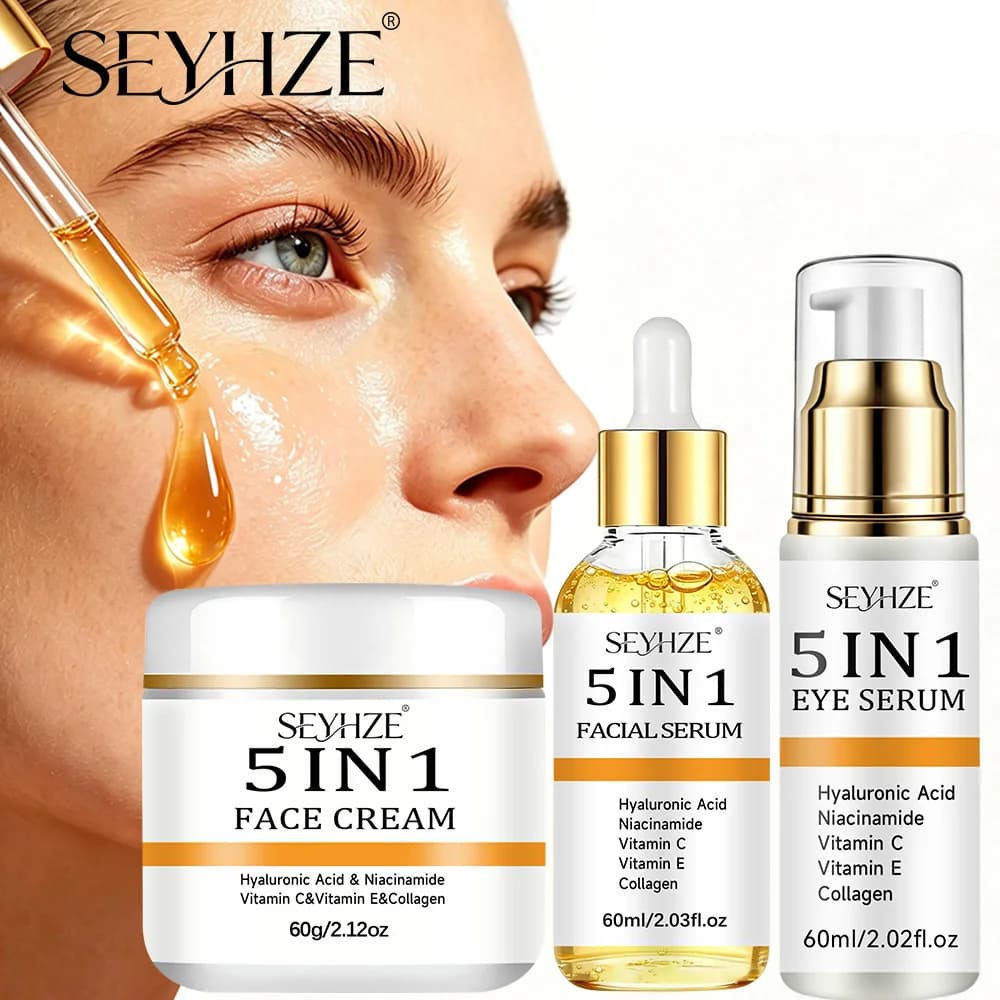 SEYHZE Firming Cream + Hydrating Serum + Lifting Eye Serum 3pcs Skincare Set, with Retinol, Vitamin C, HA, Collagen, Reduce Wrin