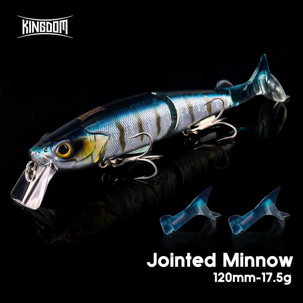 Kingdom Esche da pesca multi snodabili 120mm 17.5g Galleggiante Duro Minnow Jerkbait Trota Wobblers Morbido T-coda Swimbait per Bass Pike