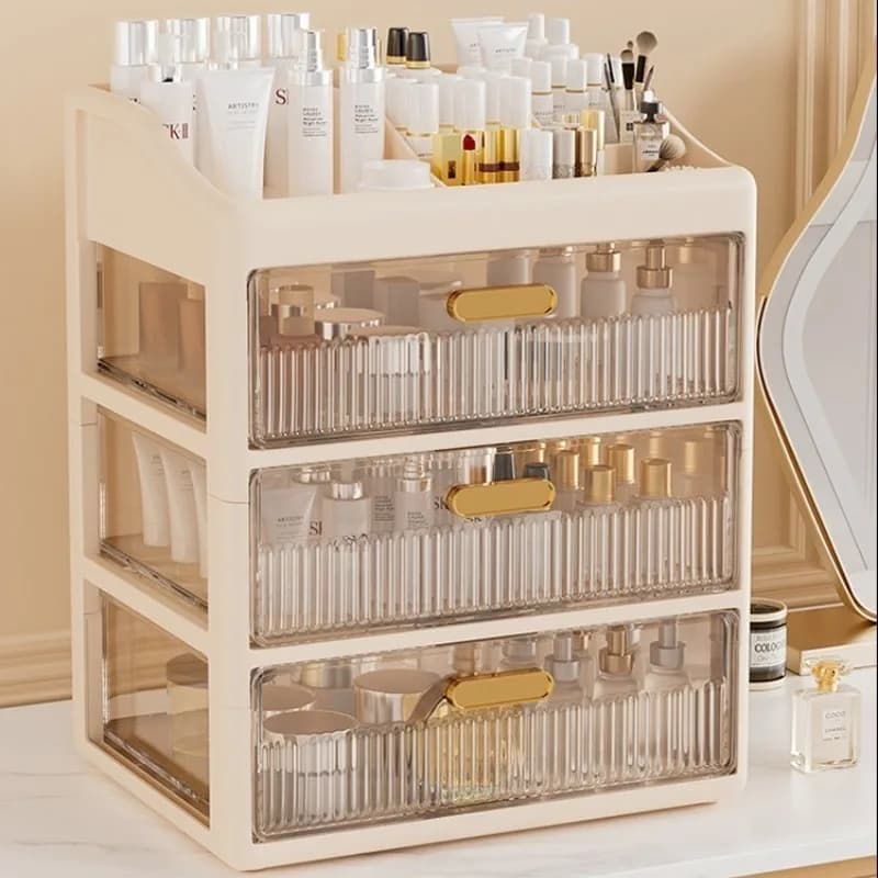 Organizer da scrivania in acrilico trasparente per cosmetici, porta rossetti, maschere, pennelli da trucco e prodotti per la cura della pelle