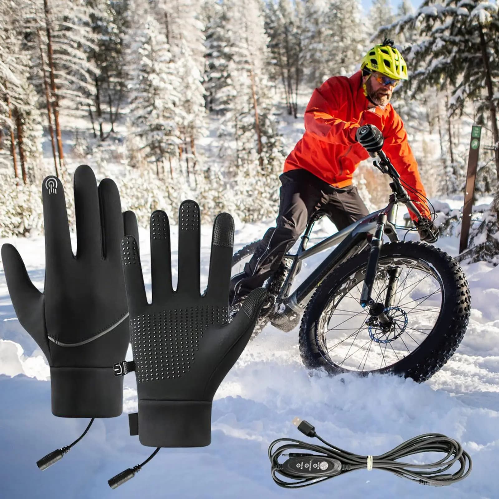 Guanti riscaldati per donna uomo Guanti riscaldanti da sci USB antivento Guanti con 3 temperature regolabili per ciclismo Sport all'aria aperta