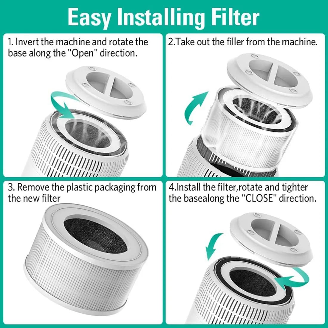 Filtro HEPA di ricambio Y20A compatibile con purificatori d'aria Afloia Fillo/Halo/Allo, accessori per filtrazione a 3 stadi