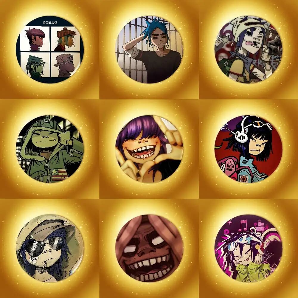Singer G-Gorillaz Band Enamel Pins Handmade Round Brooch L Killer Yagami Light Cosplay Badge Backpacks Jewelry Gifts