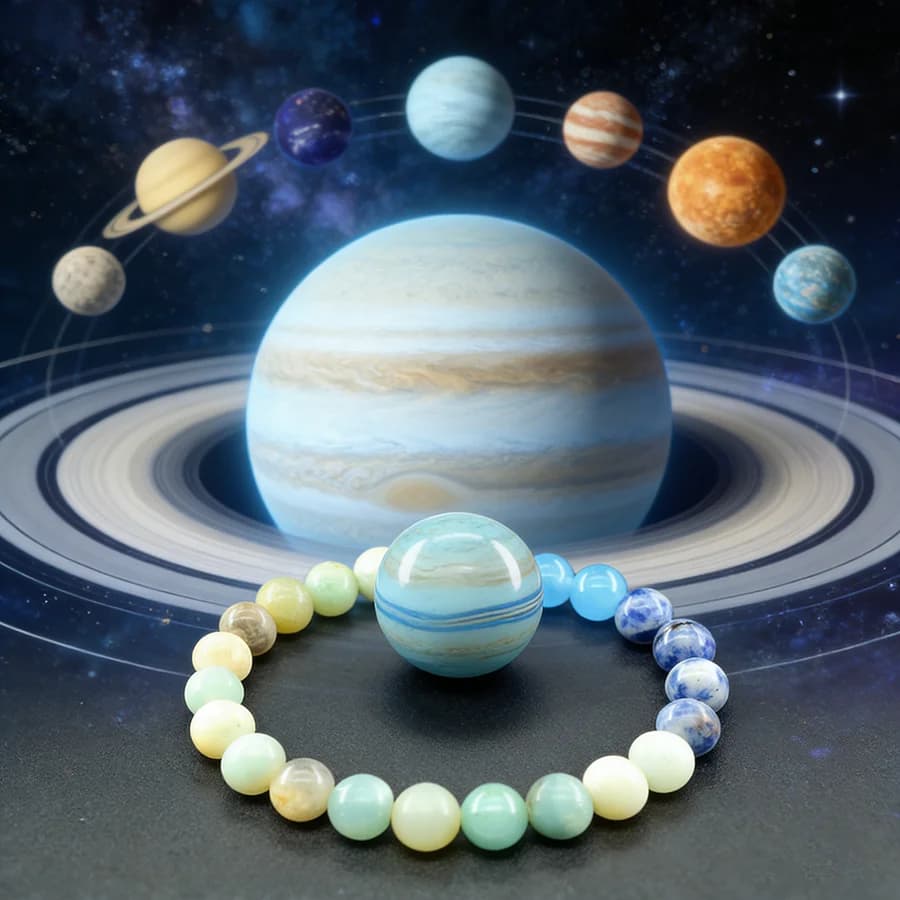 Universe Galaxy Uranus Planets Solar System Bracelet Natural Lava Chakra Stone Beads Bracelet Men Handmade Bangle Jewelry Gift