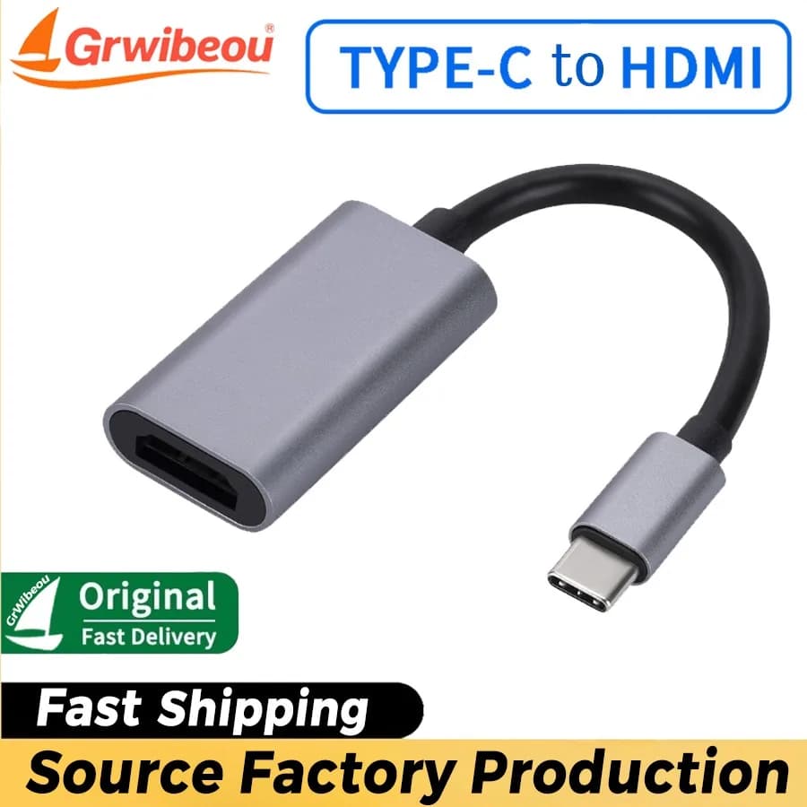 Cavo adattatore compatibile da tipo C a HDMI Proiezione dello schermo del telefono Android Convertitore cavo compatibile da tipo C a HDMI in lega di alluminio