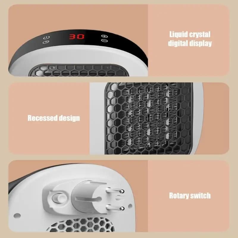 D0AB Scaldino elettrico per riscaldamento rapido in ceramica da 600 W, supporto a parete