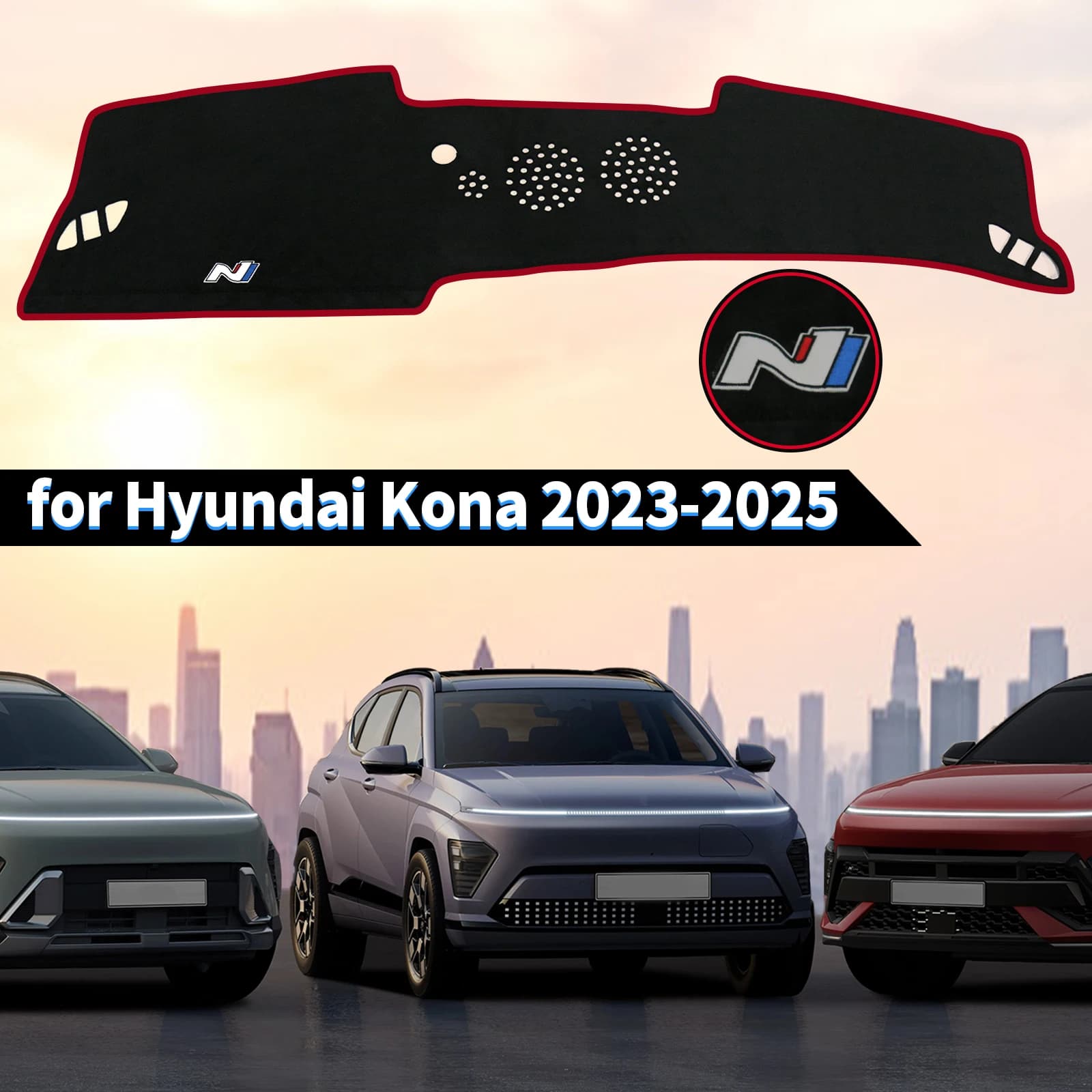 Per Hyundai Kona 2023 2024 2025 N-line Dash Zerbino Dash Zerbino Anti-Slip Parasole Tappeto Protettivo Cruscotto Dell'automobile Copertura Pad Accessori