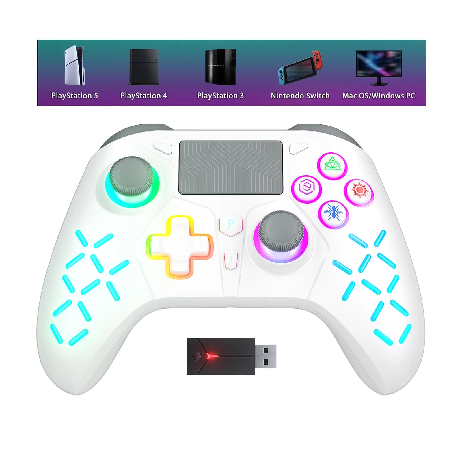 Gamepad per console Ps5/Ps4 - Controller wireless P5, effetto Hall a doppia vibrazione, con touchpad turbo, accessori per telecomandi da gioco