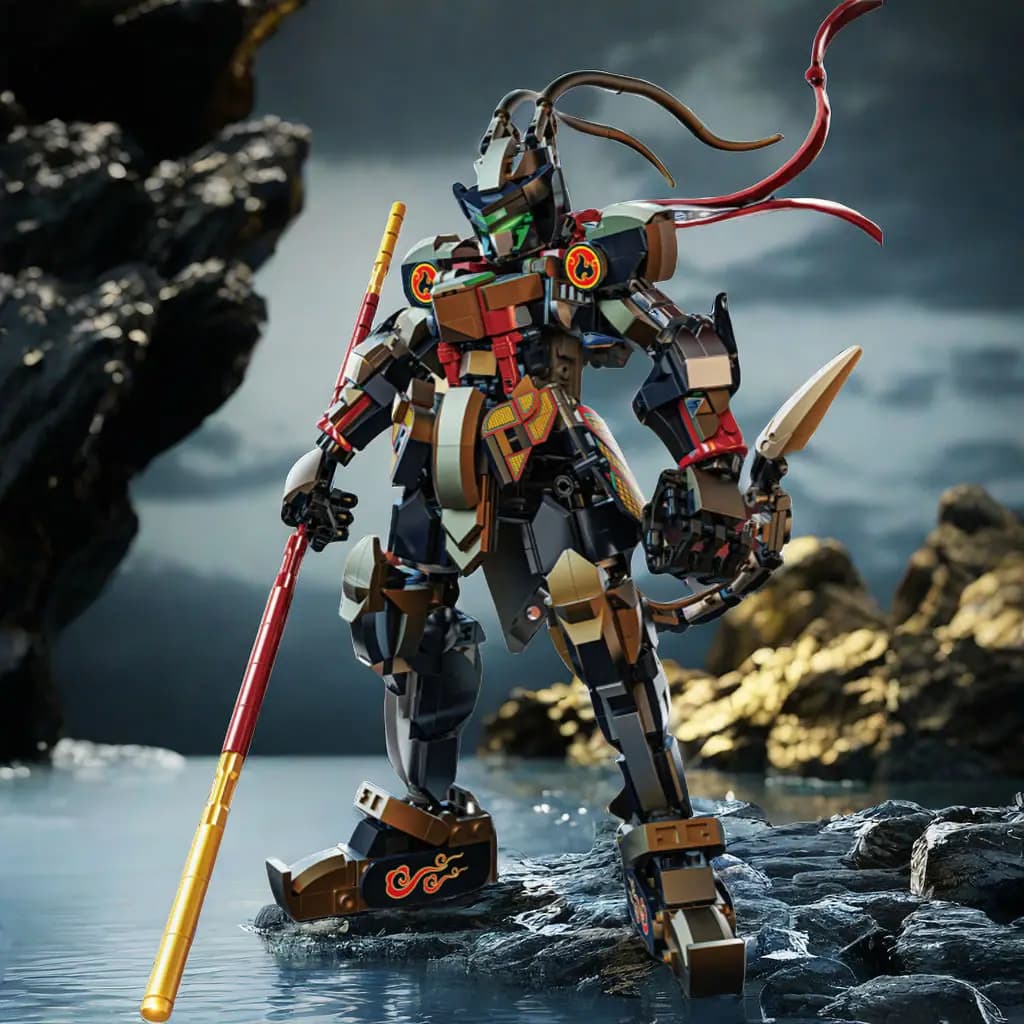 KAVOWORLD Set di Costruzioni del Re Scimmia Wukong da 927 Pezzi con LED e Giunti Mobili, Giocattolo Educativo STEM Fai-da-Te, Regalo di Compleanno per Ragazzi