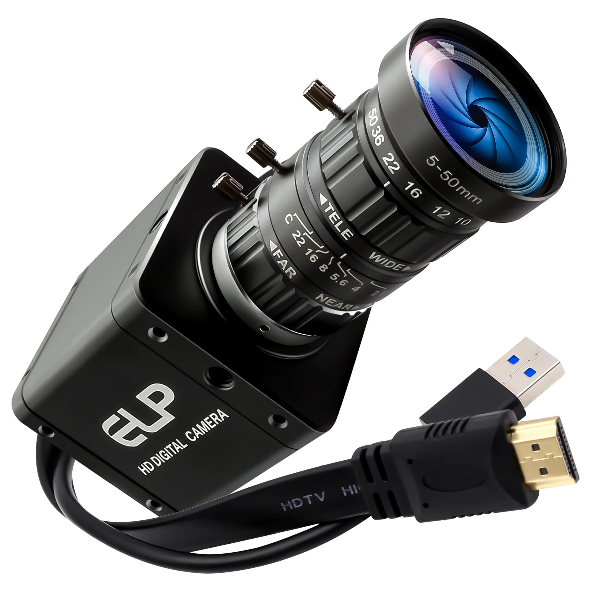 ELP IMX678 High Speed HDMI & USB3.0 Webcam 4K 3840x2160 60fps Low Light Industrial PC Camera with CS Manual 3X/5X/10X Zoom Lens