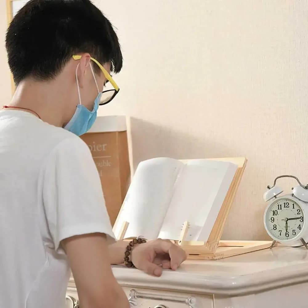 Laptop Stand Adjustable Wood Bookends Stand Sturdy Practical Foldable Book Holder Portable Book Rack Home Bedroom