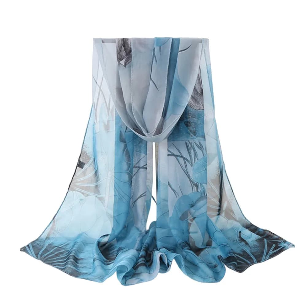 Sciarpa Estiva Ricamata in Seta Traspirante Liscia Lunga Protezione Solare in Chiffon per Donna