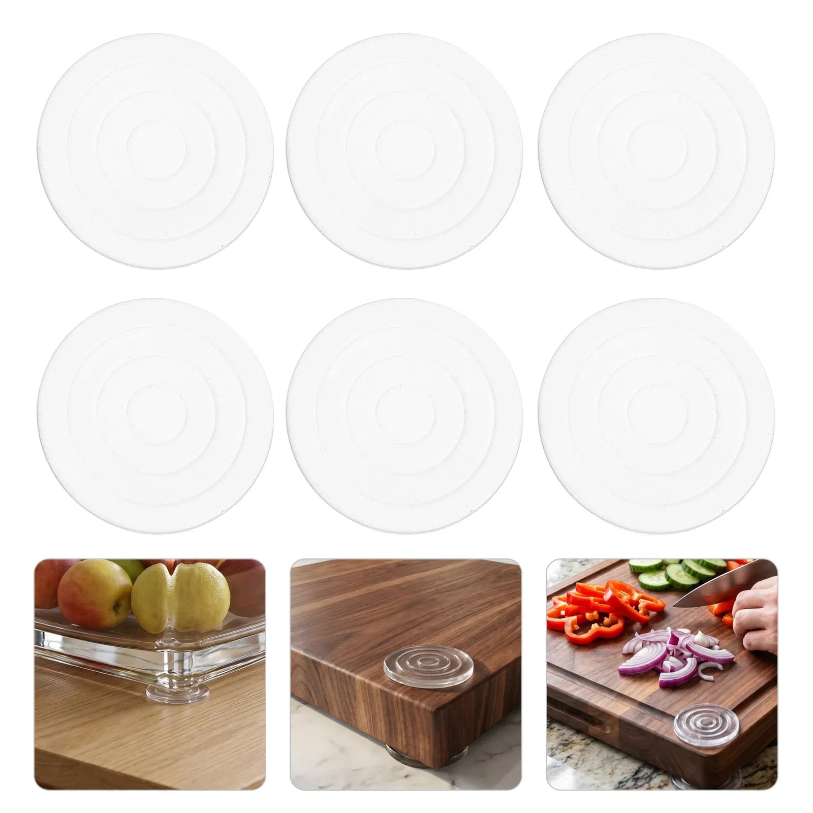 16Pcs Non-Slip Silicone Cutting Board Feet Self-Adhesive Pads Stable Gripper for Kitchen Chopping Anti-Skid Cutting Board Mats